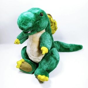 Vintage Green Dinosaur Stuffed Animal A & B Novelty Co Plush (su1 A)